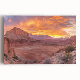 Black and white photo of Capitol Reef on stretched canvas, suitable as large kitchen art.