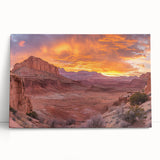 Black and white large art print of Capitol Reef, Utah on stretched canvas, ideal for kitchen wall art or bedroom ambiance.