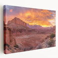 Capitol Reef National Park scenery on large stretched canvas, featuring earth tones, ideal for kitchen wall art.