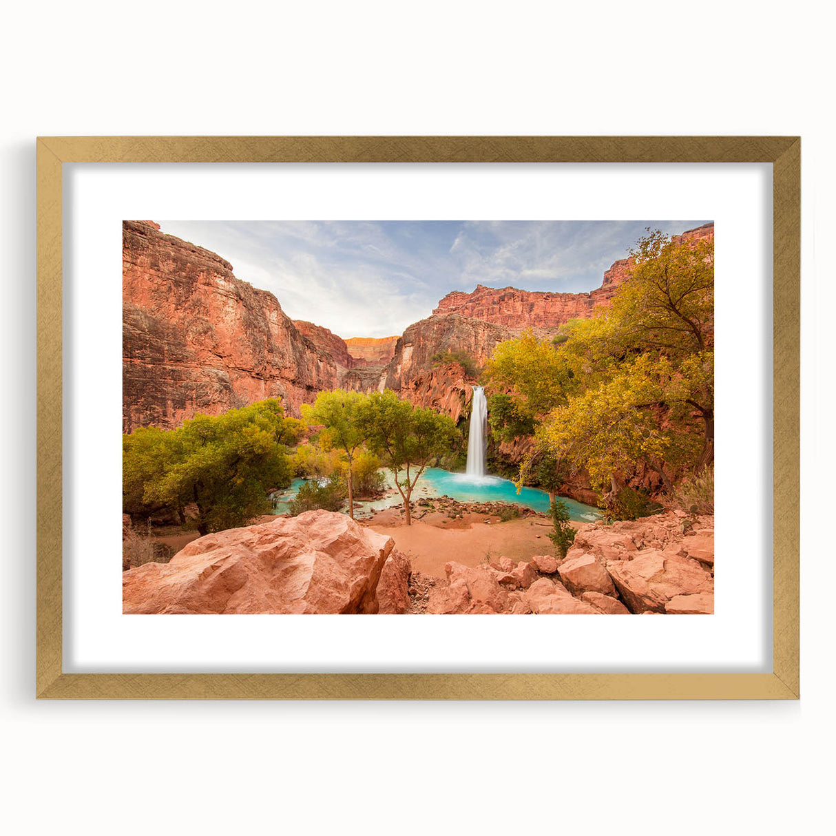 Extra large abstract art print of Zion landscape in muted earth tones on a framed canvas, ideal for living room decor.