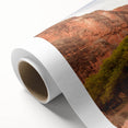 Art deco poster of Zion National Park scenery in pastel shades on rolled canvas, ideal for nursery wall art.