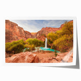 Extra large rolled print of Zion National Park with vibrant green and earth tones, ideal for art wall dining room.