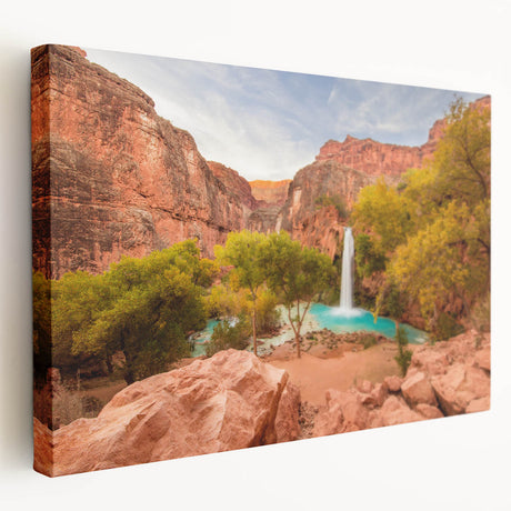 Large stretched canvas depicting a detailed Zion National Park scenery, ideal for kitchen wall art.