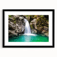 Extra large abstract art print of Vermont scenery in vibrant colors on textured canvas, framed in black.
