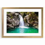 Abstract art print of Vermont scenery in textured style with gold frame, ideal for extra large wall art in living rooms.