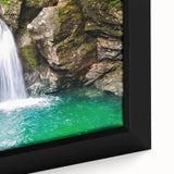 Extra large framed canvas featuring a textured, colorful Vermont landscape in black, ideal for living room decor.