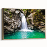 Framed canvas depicting a Vermont landscape in muted earth tones, ideal for bedroom wall art.