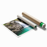 Extra large rolled print of Vermont scenery with vivid green and floral art.