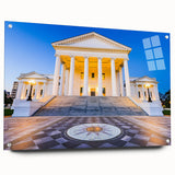 Acrylic glass print of a Virginia landscape in soft green and blue tones, suitable for bedroom or dining room decor.