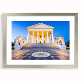 Textured abstract art print of Virginia scenery in muted earth tones, framed in silver, ideal for bedroom wall decor.