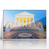 Art deco poster of Virginia scenery with soft pastel colors on a white framed acrylic, suitable for nursery wall art.