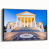 Black and white framed canvas of a Virginia landscape, featuring subdued tones, ideal for bedroom wall decor.