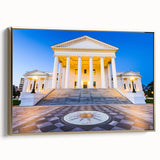 Framed canvas depicting a vintage-style Virginia landscape in muted gold and black tones, ideal for bedroom wall art.