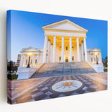 Large art depicting a scenic Virginia landscape on stretched canvas, featuring rich green and blue tones.