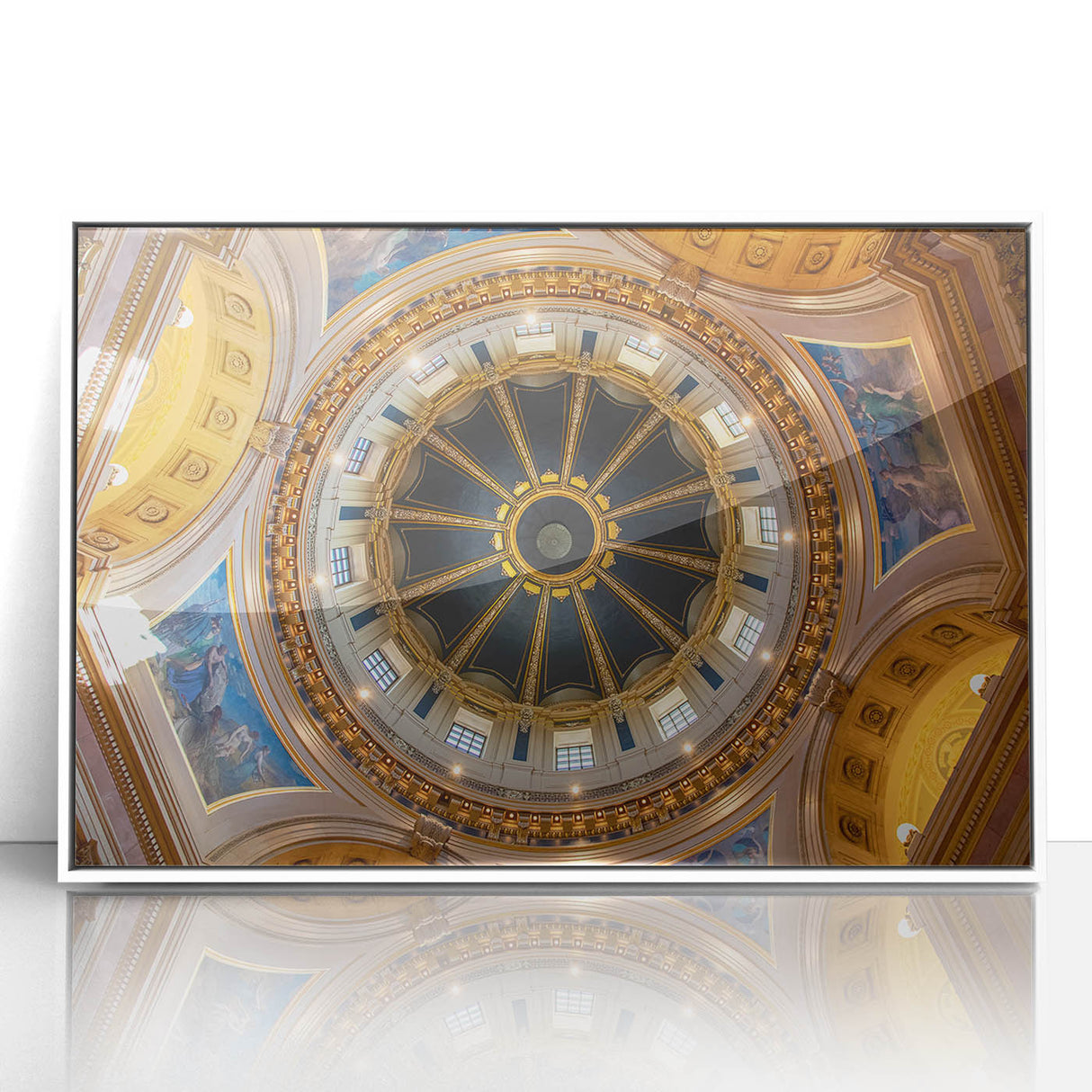 Acrylic print of Washington D.C. Capitol building in art deco style with muted tones, ideal for modern art wall decor.
