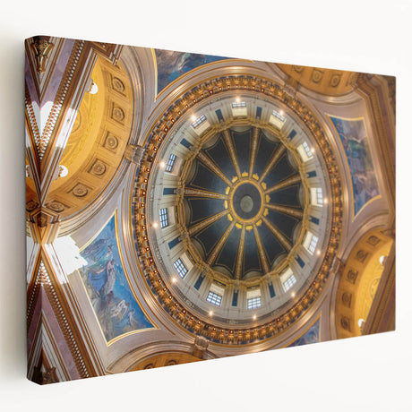 Washington DC Capitol depicted in muted gray tones on a large stretched canvas, suitable for kitchen wall art.