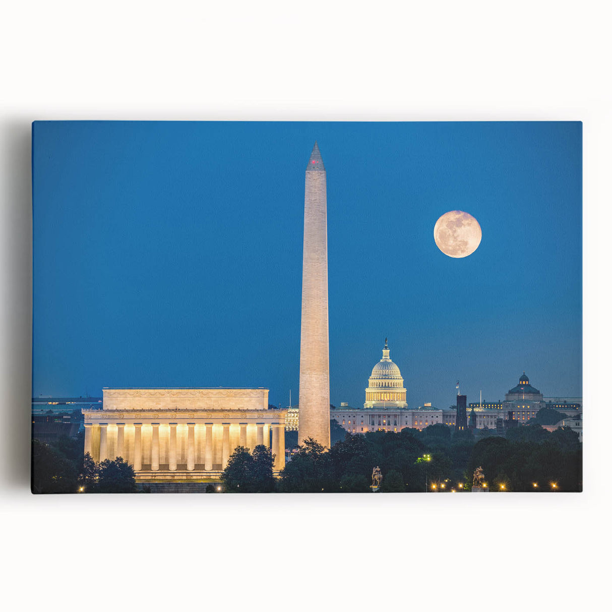 Black and white print of the Lincoln Memorial on stretched canvas, ideal for kitchen wall art.