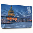 Acrylic print of Washington DC monument in muted gray tones, ideal for dining room art.