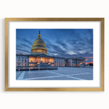 Extra large wall art featuring a textured abstract print of the Washington DC monument in muted gold tones.