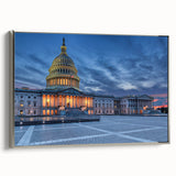 Framed canvas landscape art painting featuring the Washington DC monument in black with colorful accents.