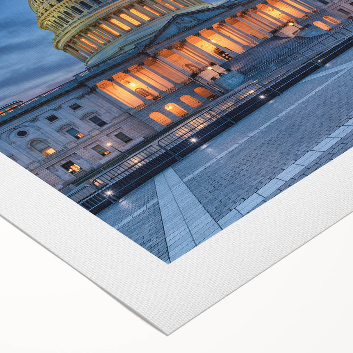 Art deco poster of Washington DC monument in soft sepia tones on rolled canvas, suitable for dining room wall art.
