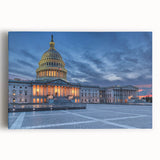 Black and white image of the Washington DC monument on a stretched canvas, suitable as large kitchen wall art.