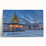 Black and white photo of the Washington DC monument on stretched canvas, ideal for kitchen wall art.