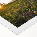 Art deco poster of Mount Rainier in pastel shades on a rolled canvas, suitable for dining room wall art.