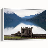 Vintage poster art of Olympic National Park with colorful accents on a large framed canvas, suitable for living room decor.