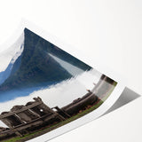 Extra large rolled print of line art flowers in black and white, ideal for large living room wall art.