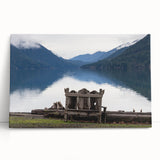 Black and white stretched canvas of Olympic National Park for kitchen or bedroom decor, featuring a serene landscape.