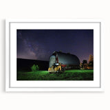 Abstract art print of Palouse, Washington in muted earth tones on a framed white mat, ideal for dining room decor.