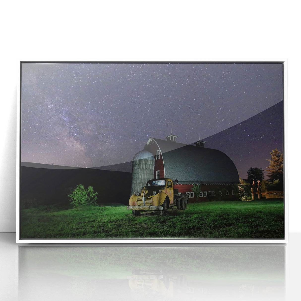 Acrylic print of Palouse, Washington scenery with soft green and earth tones in an art deco style.