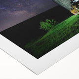 Art deco poster of Palouse, Washington landscape in soft green and brown tones on rolled canvas.