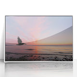 Art deco poster of Seattle skyline in muted gray tones on framed acrylic, ideal for modern art wall decor.