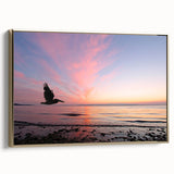 Framed canvas wall art featuring a vintage-style Seattle landscape in black and gold tones, ideal for bedroom decor.