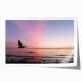 Extra large rolled print of Seattle skyline with soft pink and blue twilight hues, ideal for art wall dining room.