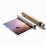 Extra large rolled print of Seattle skyline with muted blue and gray tones, ideal for classy bathroom wall art.