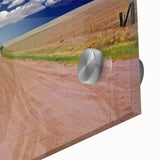 Large abstract wall art depicting the West Virginia landscape in muted green and blue tones on acrylic glass.