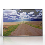 Art deco poster of West Virginia scenery in muted green and blue tones, framed acrylic, ideal for nursery wall decor.