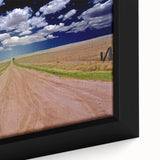 Framed canvas featuring a textured depiction of West Virginia scenery in black with colorful accents.