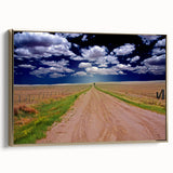 Framed canvas wall art featuring a vintage-style West Virginia landscape in black and gold tones, ideal for bedroom decor.