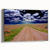 Framed canvas of a vintage West Virginia landscape painting with muted blue and green tones, ideal for living room decor.