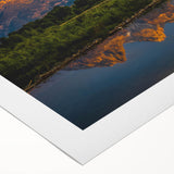 Art deco poster of Grand Tetons landscape in muted earth tones on rolled canvas, suitable for dining room wall art.