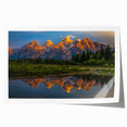 Rolled print of Grand Tetons scenery in muted earth tones, suitable for art wall dining room.