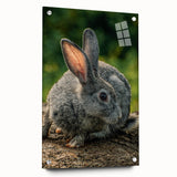 Large abstract wall art on acrylic glass depicting spring season in soft green and pink hues.