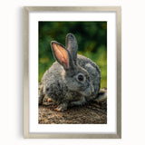 Textured abstract art print depicting spring, in gentle green and white tones, framed in silver, suitable for bedroom decor.