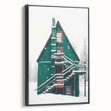 Framed canvas featuring a black and white vintage landscape painting, ideal for bedroom wall decor.