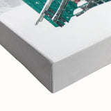 Black and white landscape art painting of a winter scene on large stretched canvas, suitable for bedroom decor.