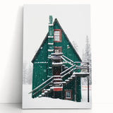 Winter scene in black and white on stretched canvas, ideal for kitchen wall art or bedroom ambiance.